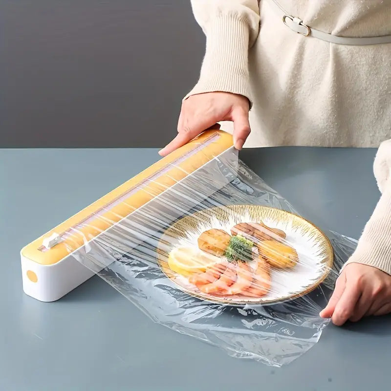 Plastic Wrap Dispenser With Slide Cutter For Kitchen